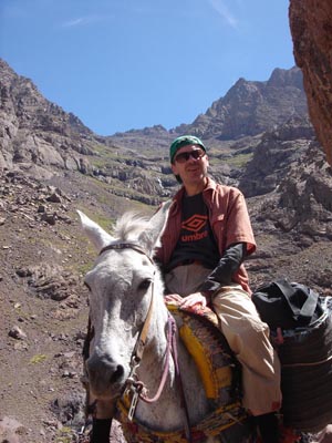 The easy way down on a mule Toubkal Morocco