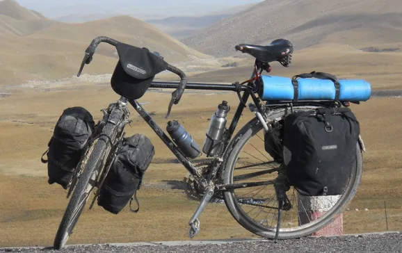 loaded touring bicycle