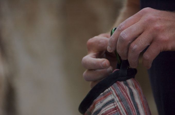 Man holding a chalk bag