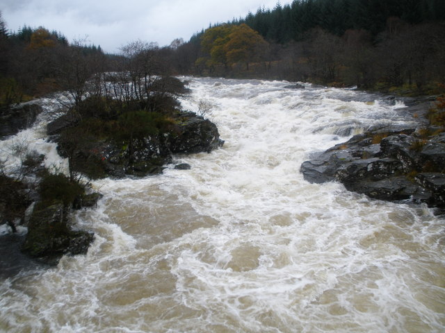 Eas Urchaidh waterfall on the River Orchy - White water rafting in the UK