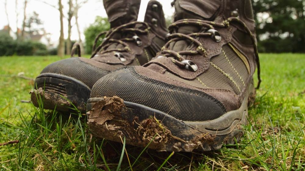 dirty walking boots