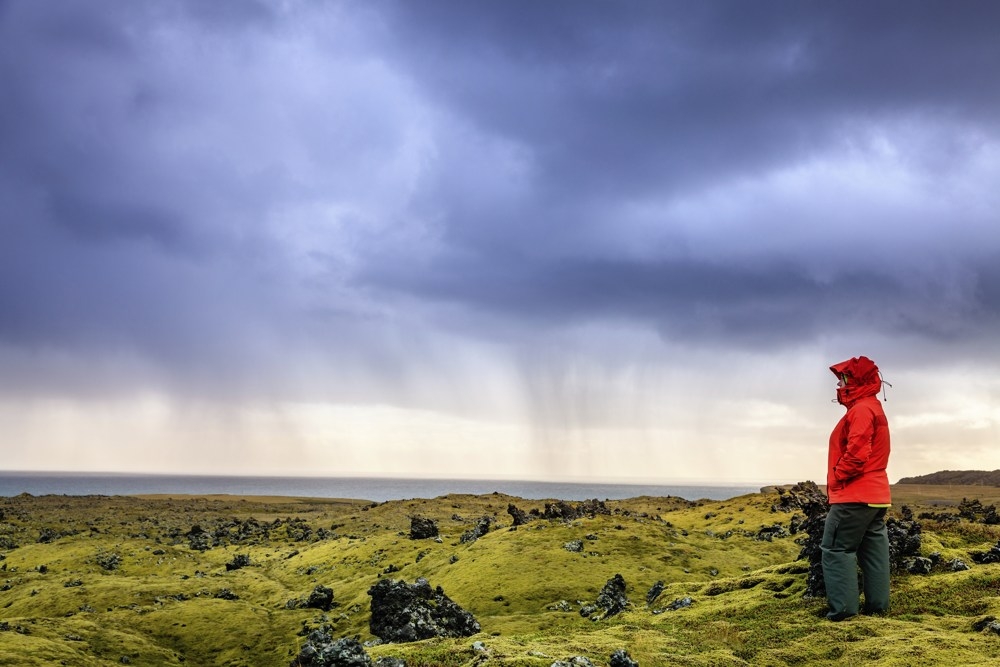 hiking in rain