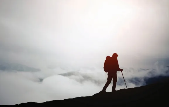 mountain fog hiker