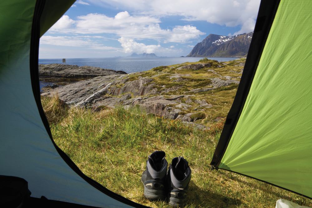 looking out from tent