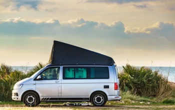VW campervan on beach