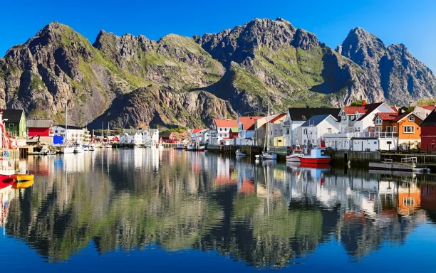 Henningsvaer picturesque Norwegian fishing village in Lofoten islands