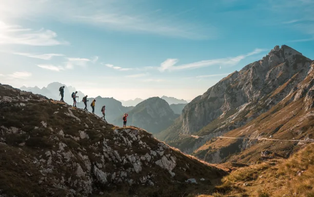 Mountains Group Walk Silhouette