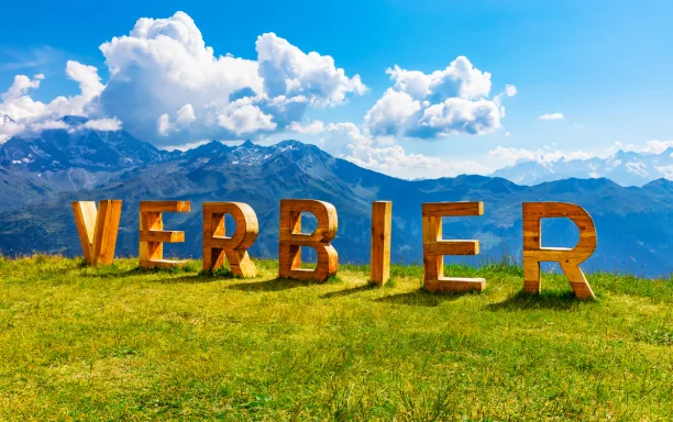 Verbier mountain sign summer