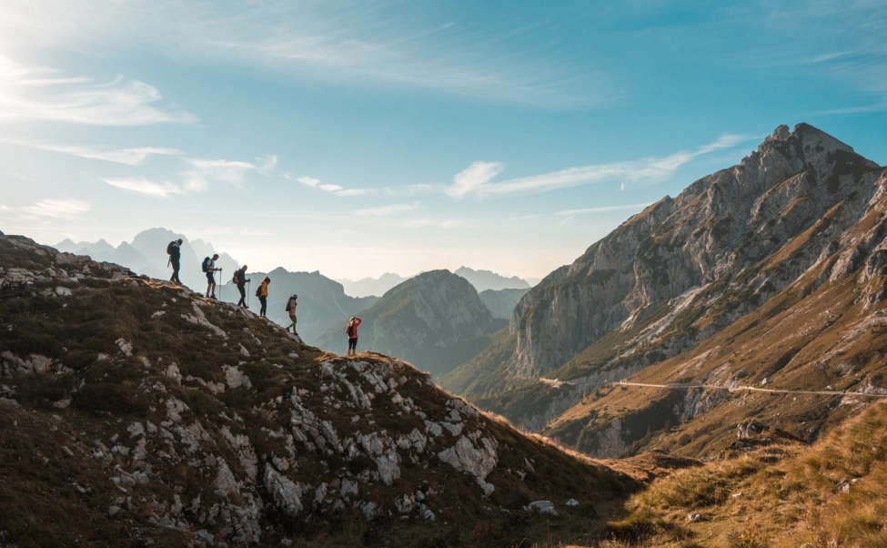 Mountains Group Walk Silhouette