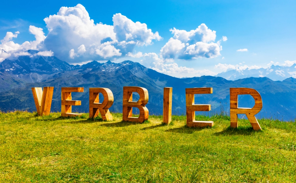 Verbier mountain sign summer