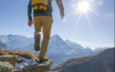 Man hiking alps