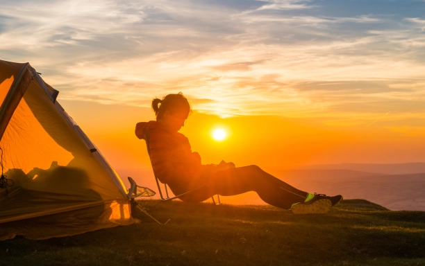 sunset campsite sea view