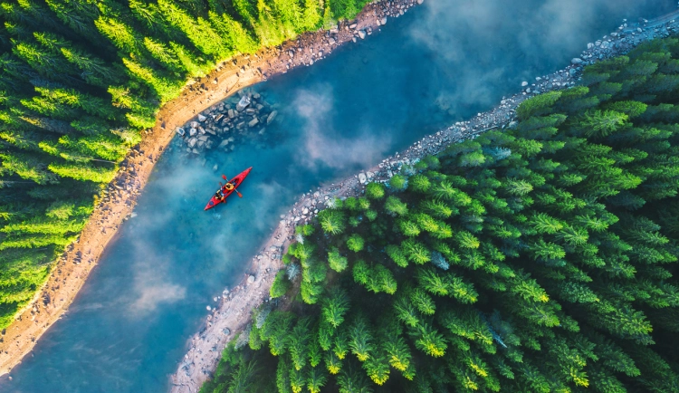 Aerial kayak river