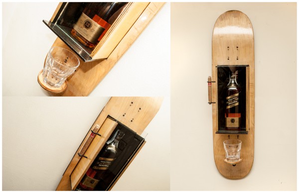 Want a place to hide that posh bottle of single malt? Why not try an old skateboard?