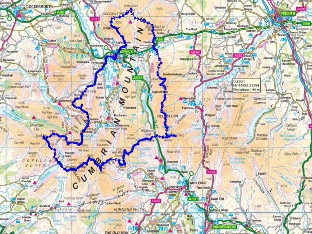 The route of the fearsome Lakeland running challenge.