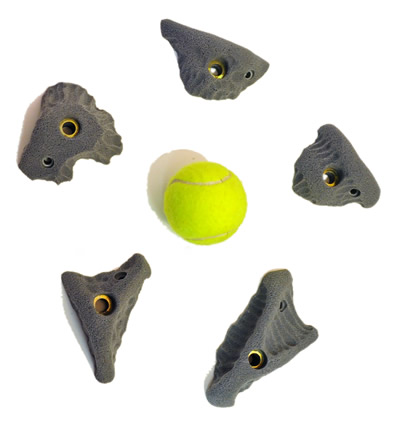 Grey crimp climbing holds
