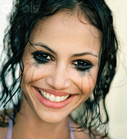 Laughing Young Woman with Running Mascara