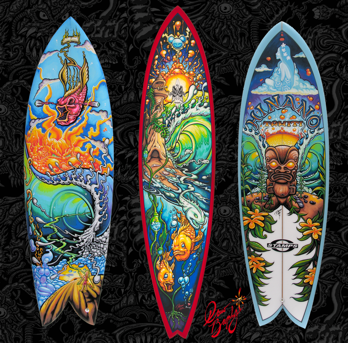 Crazy Surfboard Graphic