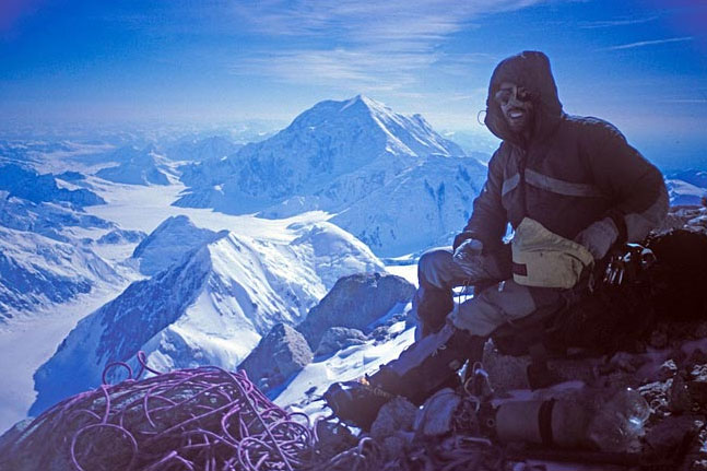 Coombs on a climb Denali, America's highest mountain, in better conditions. Photo: Alaska Mountaineering School