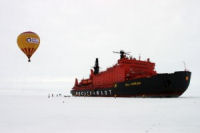 hot air balloon over the north pole