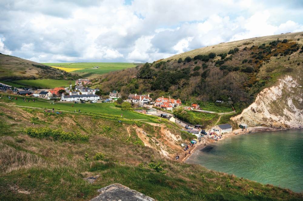 lulworth cove with the lodge in background