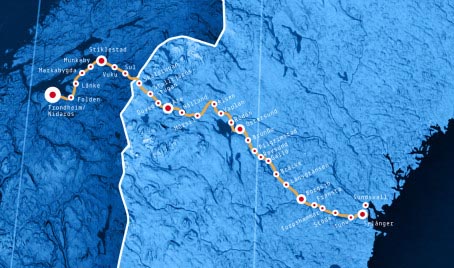 Map of St Olav's Way through Norway and Sweden Map of St Olavs Way Norway Sweden