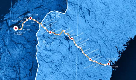 Map of St Olavs Way Norway Sweden