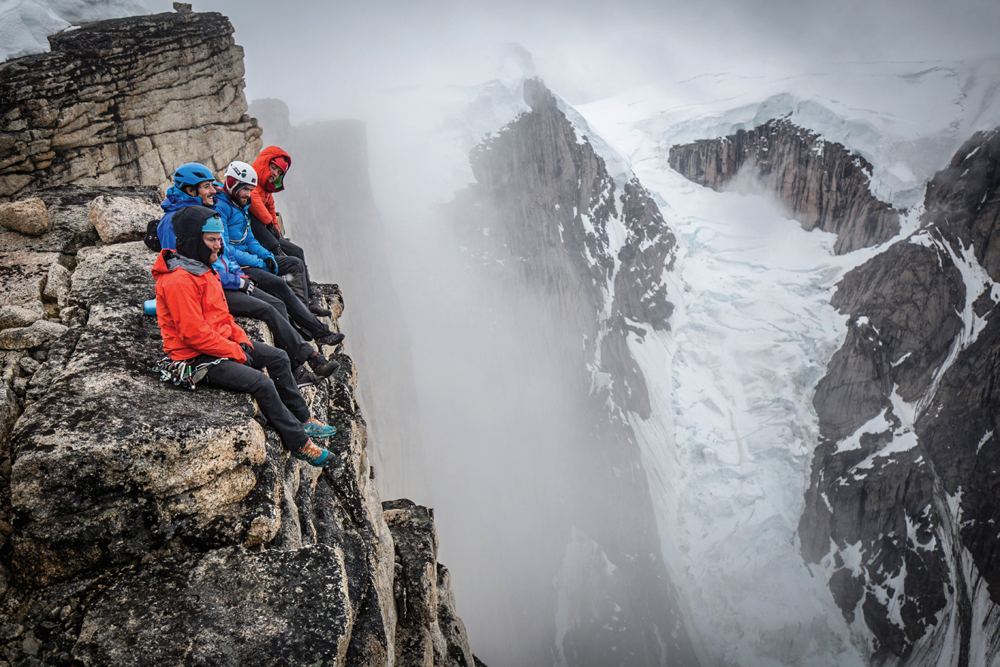 Leo Houlding and team on the summit of the Mirror Wall - copyright Berghaus Matt Pycroft Coldhouse Collective