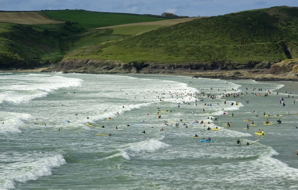 1491 surfing at polzeath hayle bay cornwall