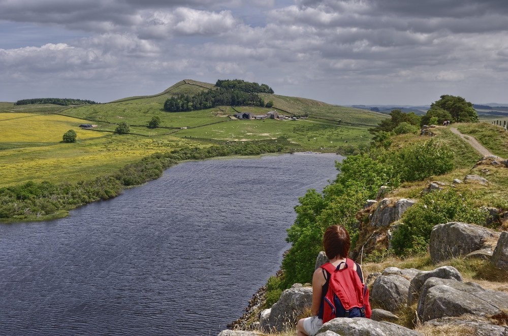 1495 a female hiker on hadrians wall