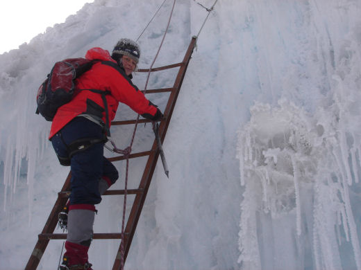 cotopaxi ladder over crevasse Ecuador