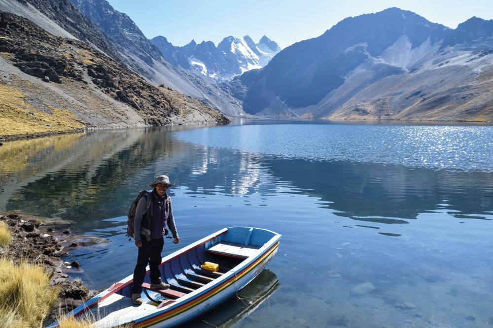 Going for a float on a pristine Bolivian lake.JPG