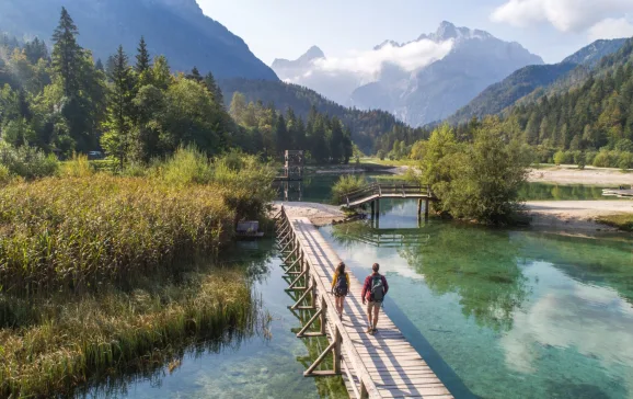 Alpe Adria Trail and Lake Jasna CREDIT Slovenia Tourism Jost Gantar