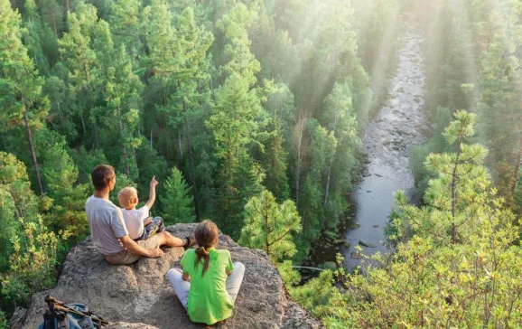 family looking at view