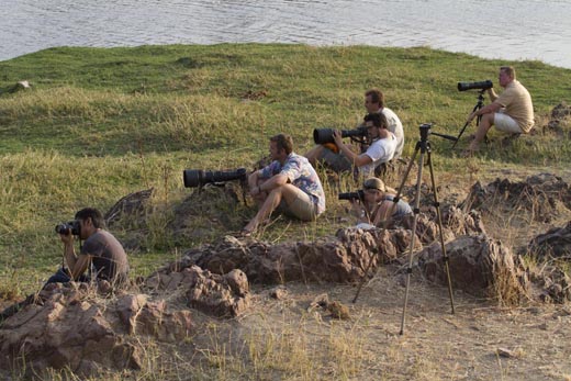 photographers wait for the perfect shot on the Ruaha safari in Tanzania