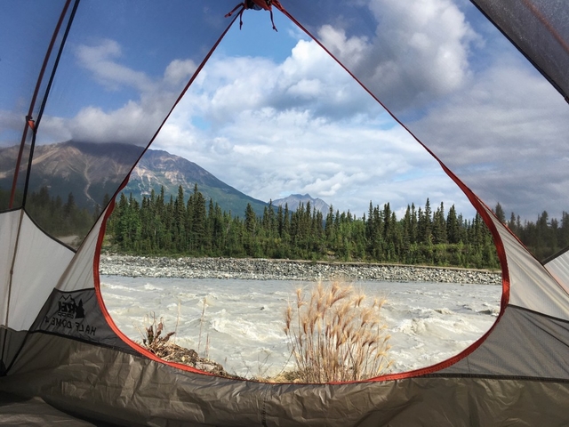 Sian's view through the tent flap to the wilderness beyond © Sain Lewis.jpg