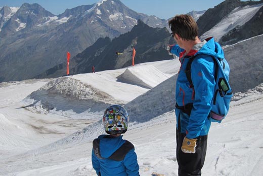 Summer snowboarding at Saas Fee Switzerland