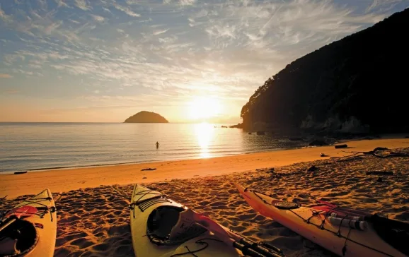 new zealand kayaks on beach