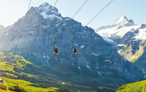spectacular ziplining in the beautiful jungfrau region of switzerland