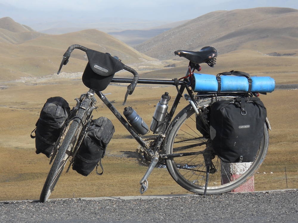 loaded touring bicycle