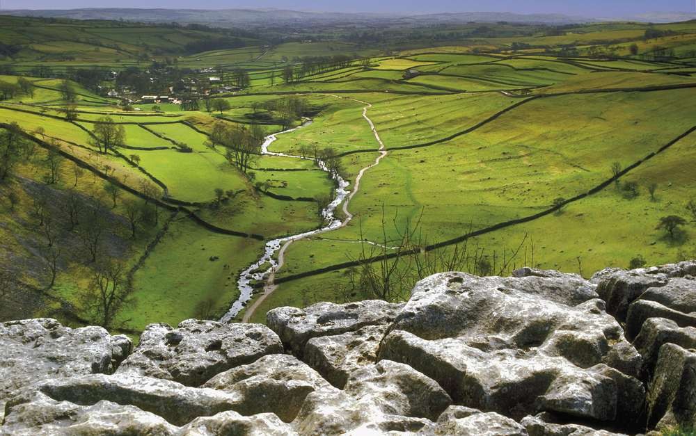 1936 limestone pavement above malham cove malhamdale