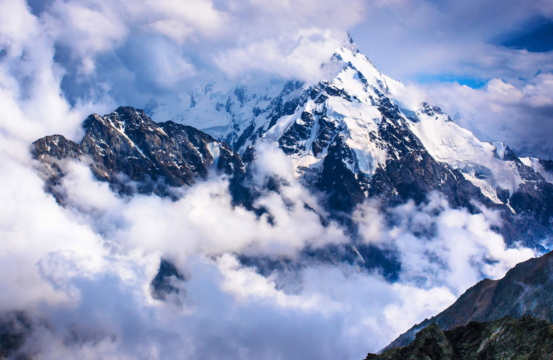Pictured: Dykh-Tau, the second highest mountain in Europe.