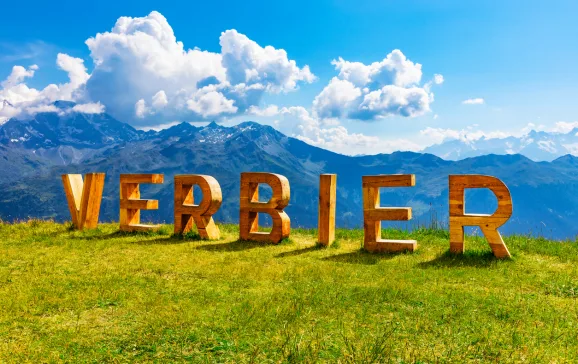Verbier mountain sign summer