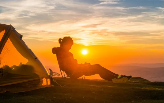 sunset campsite sea view