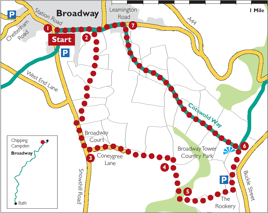 Broadway and the Tower route map